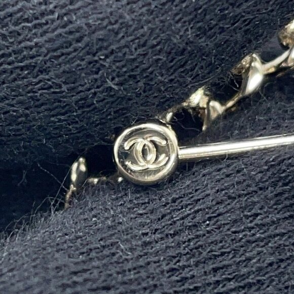 CHANEL CC Logo Round Star Brooch Gold Plated/Rhinestone/Faux Pearl Champagne - Picture 5 of 8